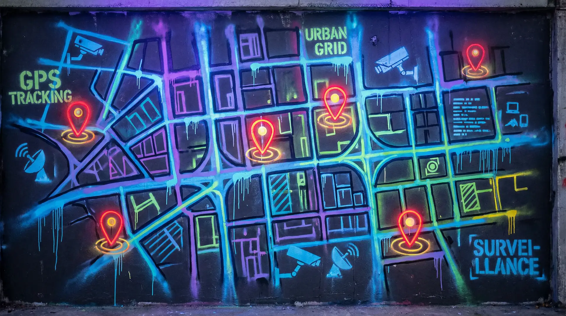成 人版超人 狗仔追踪地图 - 城市涂鸦风格